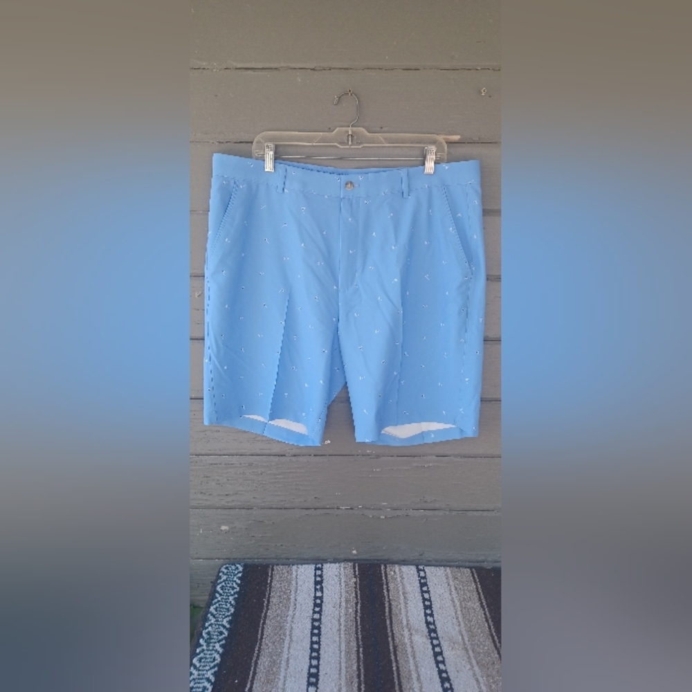 Greg Norman Mens Golf Performance Shorts Blue 38 Golf Flag